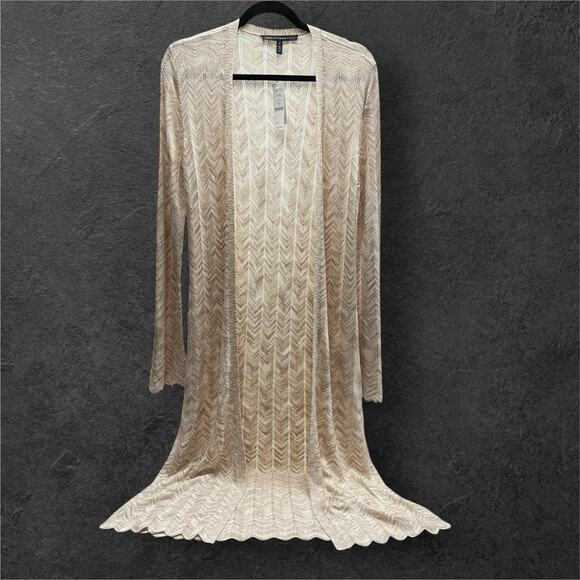 White House Black Market Cardigan Women's Small Long Line Open Front Ribbed NWT - Picture 1 of 10